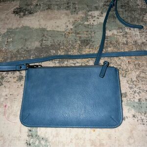 Burano Blue Leather Crossbody Bag